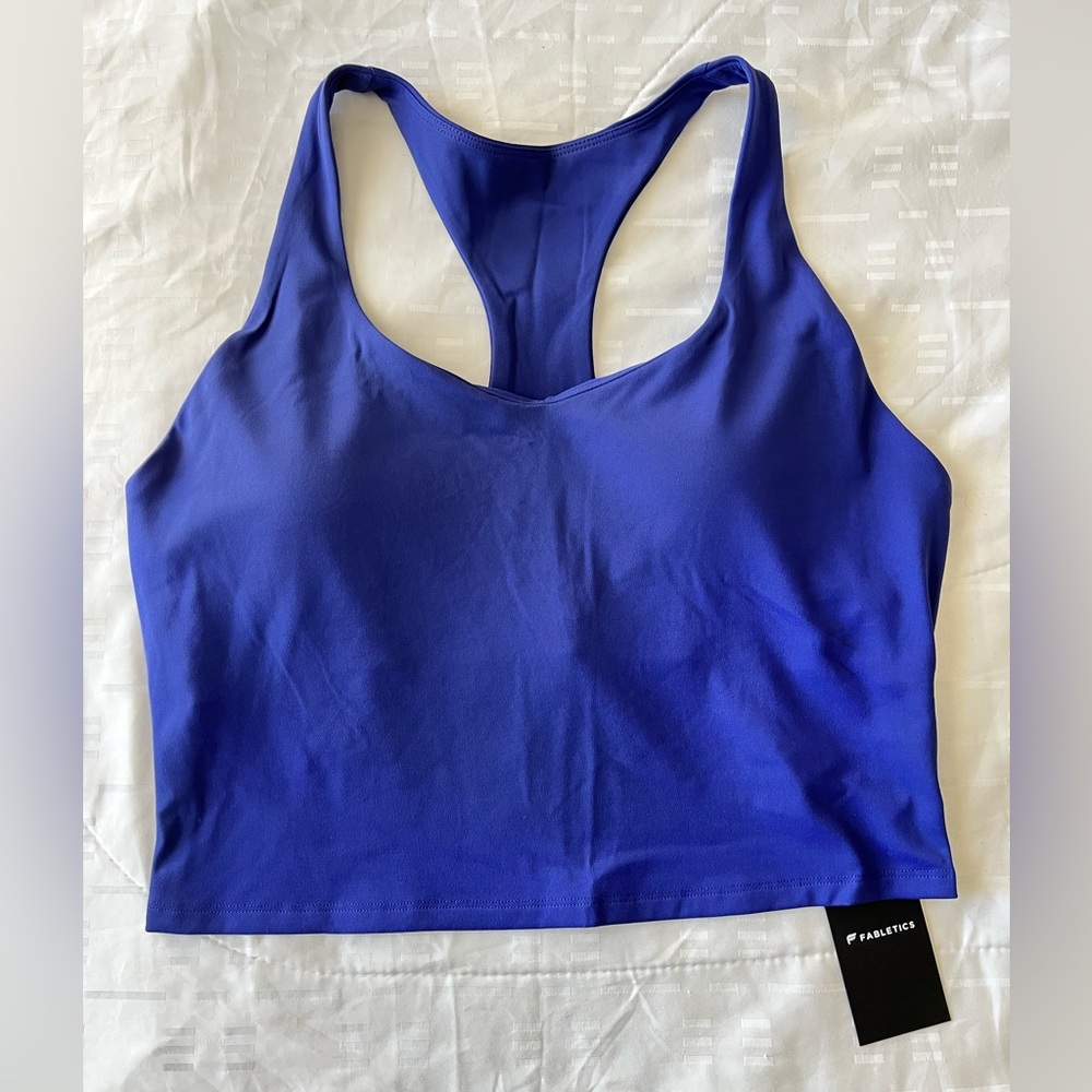 NEW - Fabletics Anywhere Built-In-Bra Tank in Nightfall Blue